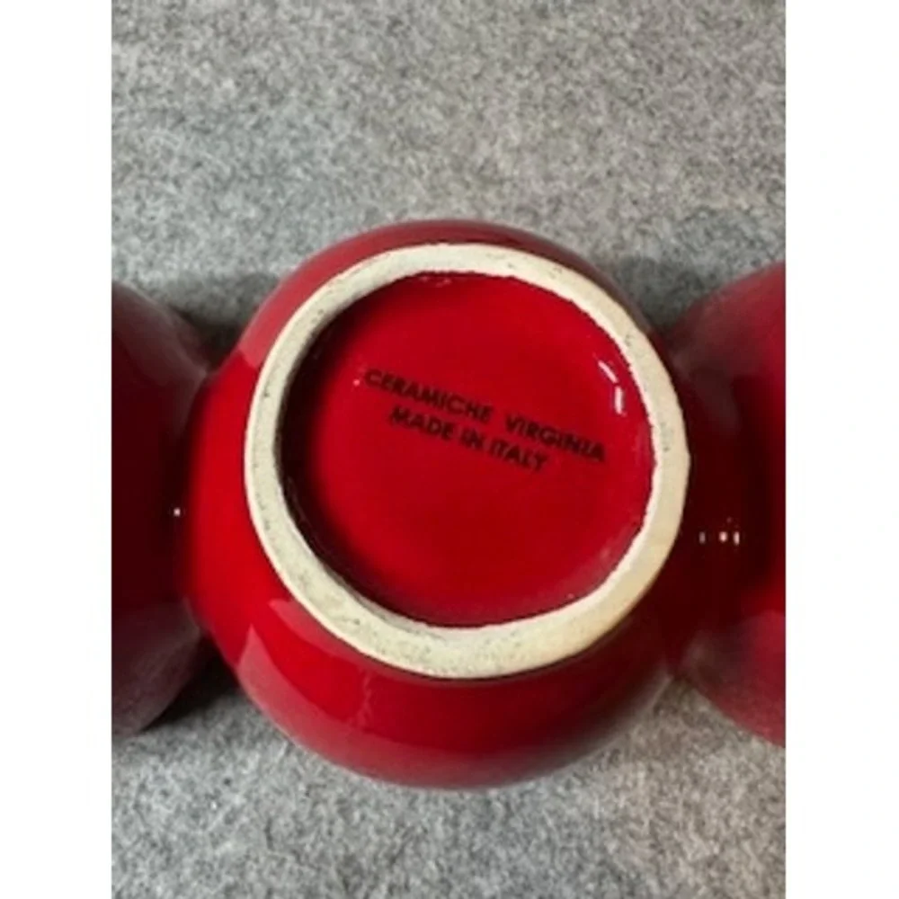 Ceramiche Virginia Italy Red Ceramic 4 Compartment Condiment Server Bowl 17in
